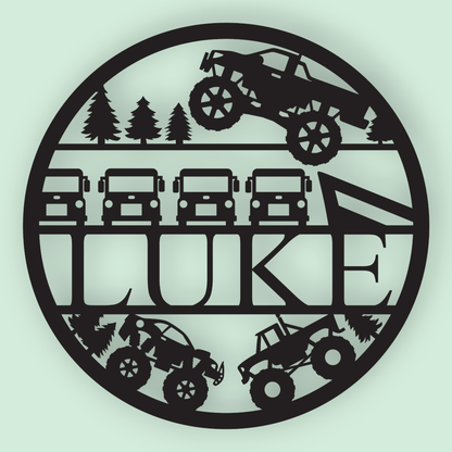 Personalised Trucks Name Round Whimsic 