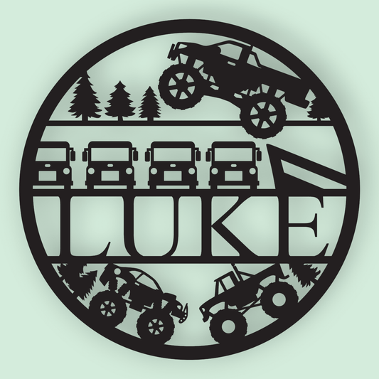 Personalised Trucks Name Round Whimsic 