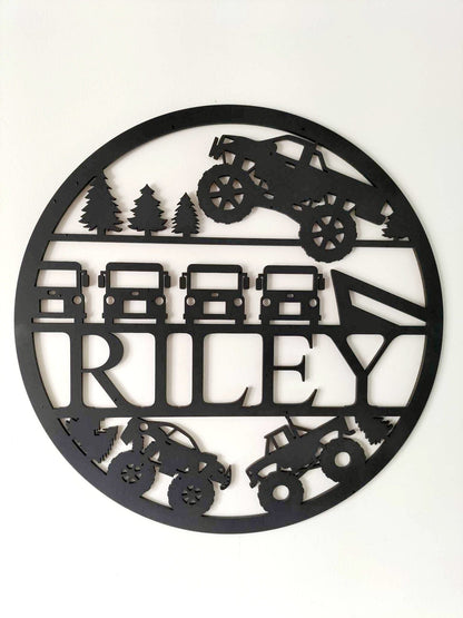 Personalised Trucks Name Round Whimsic 