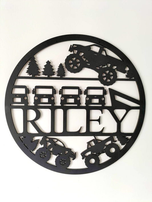 Personalised Trucks Name Round Whimsic 