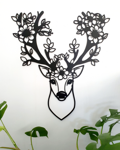 Floral Deer Antler Wall Décor