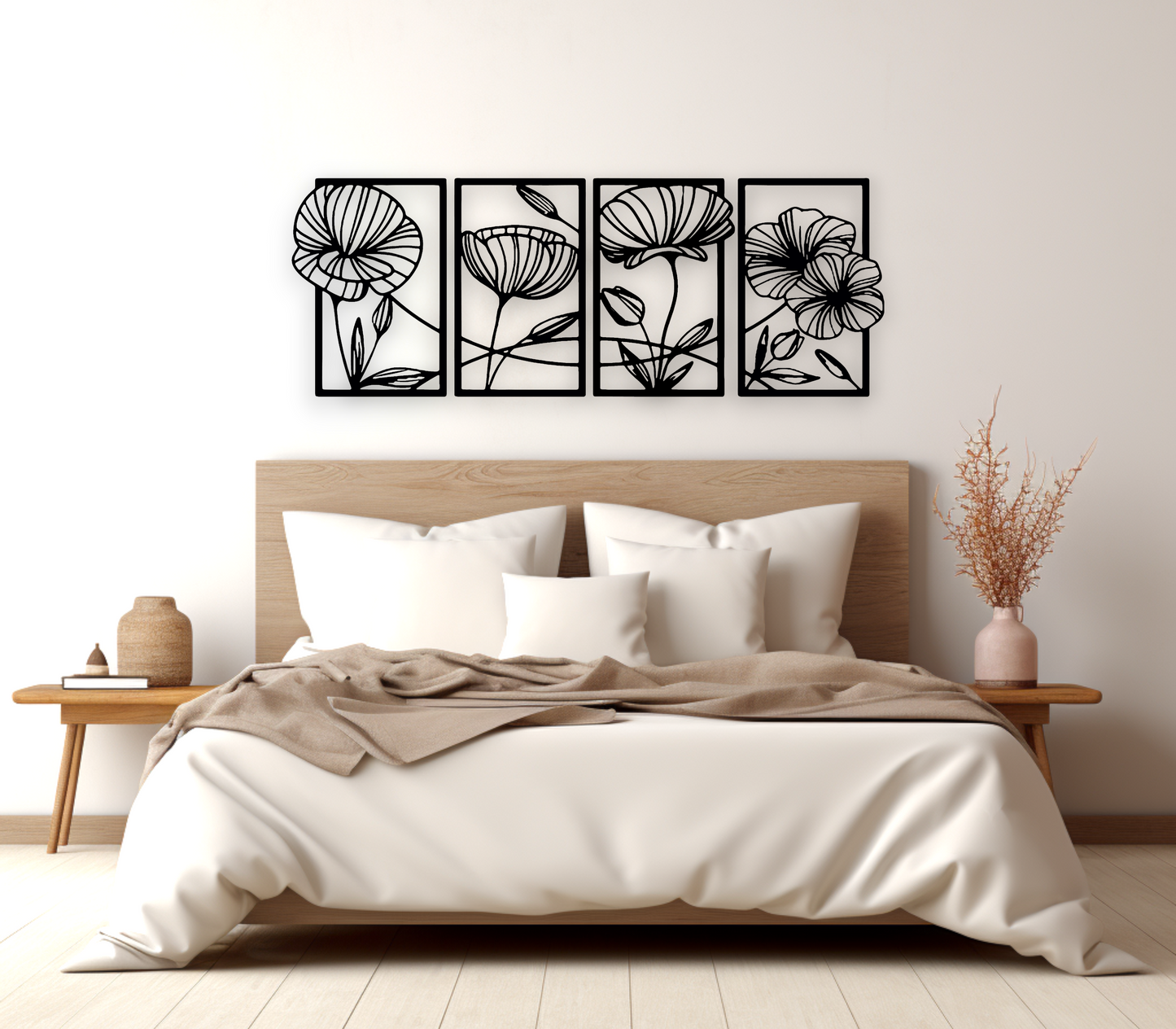 Four Piece Flower Wall Art Set