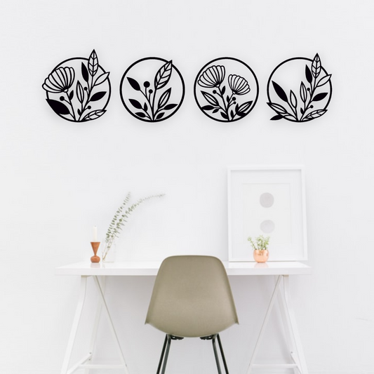 Four Piece Floral Wall Art Set