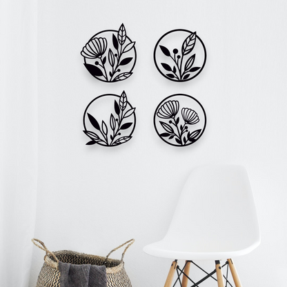 Four Piece Floral Wall Art Set