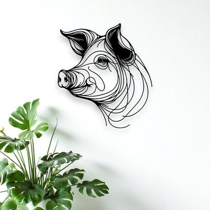 Line Art Pig Décor