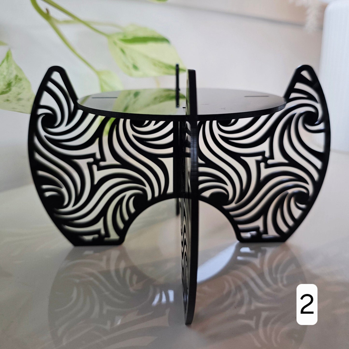Plant Pot Stands Whimsic Black Gloss Acrylic Design 2 