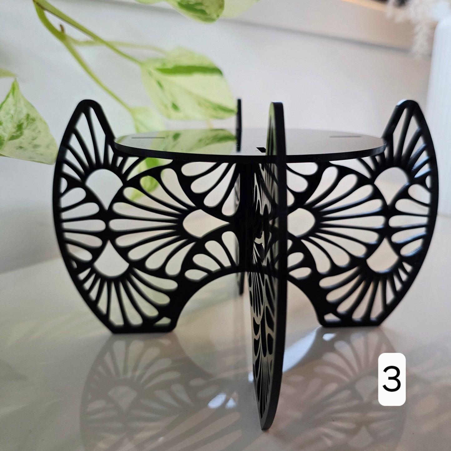 Plant Pot Stands Whimsic Black Gloss Acrylic Design 3 