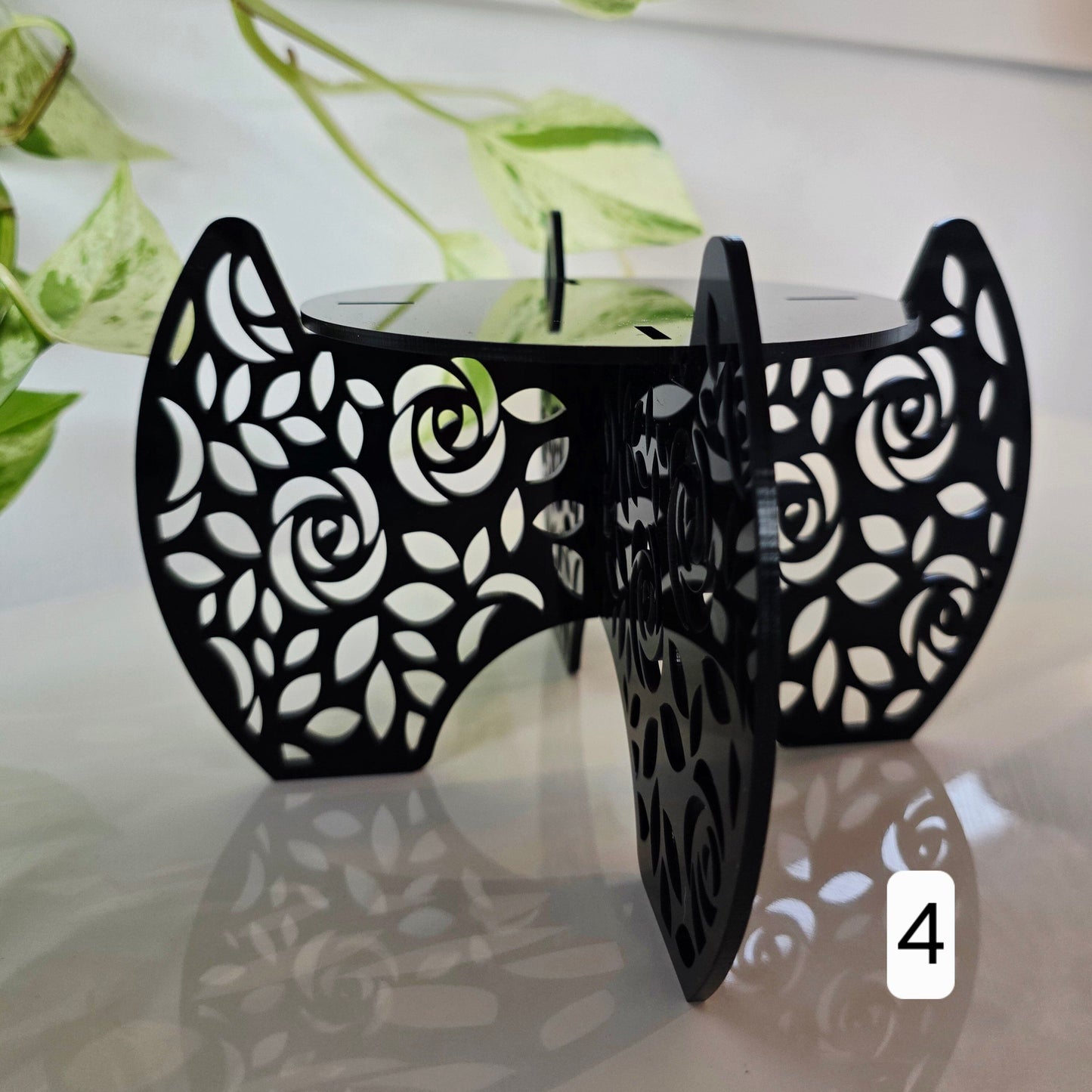 Plant Pot Stands Whimsic Black Gloss Acrylic Design 4 