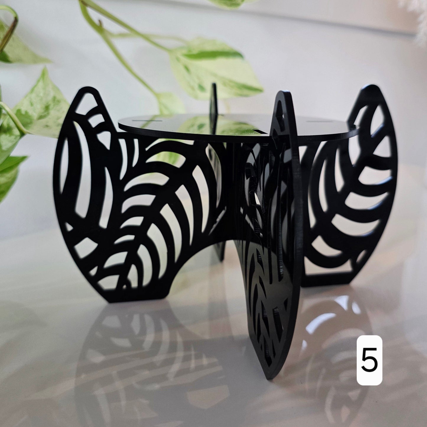 Plant Pot Stands Whimsic Black Gloss Acrylic Design 5 
