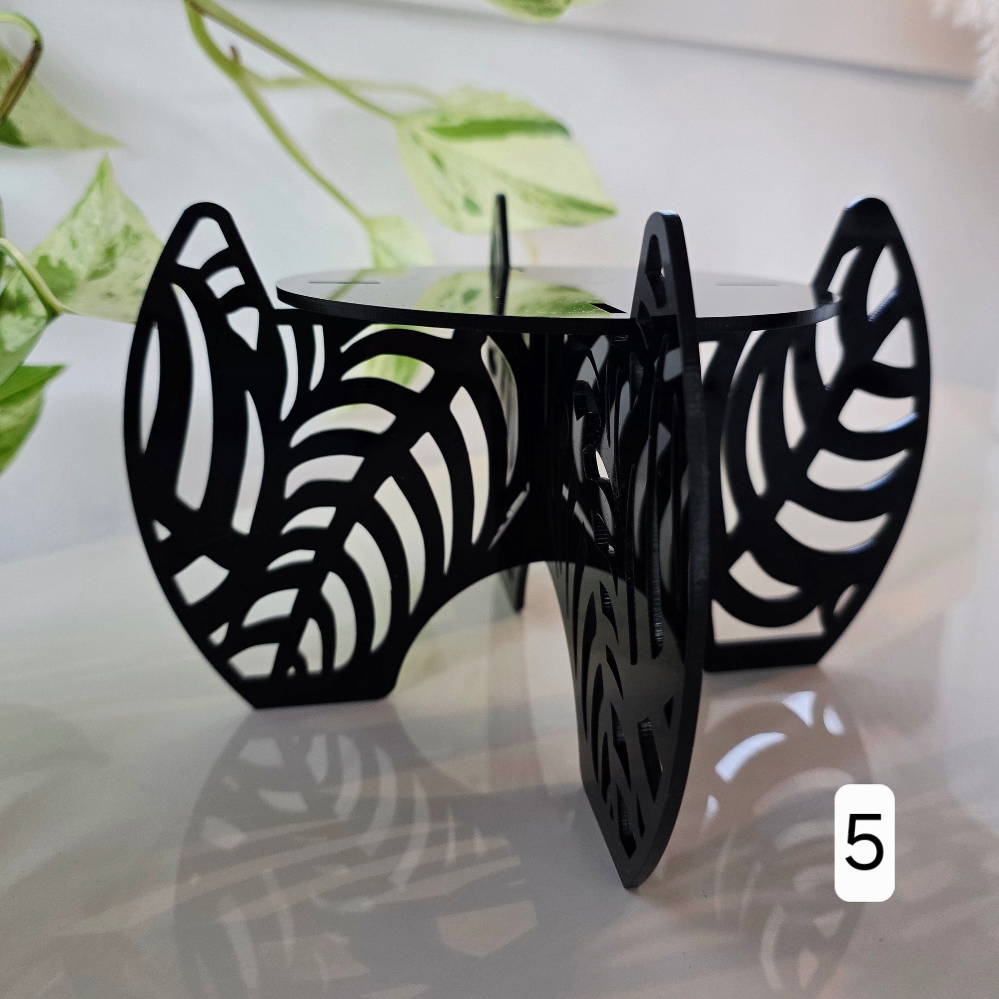Plant Pot Stands Whimsic Black Gloss Acrylic Design 5 