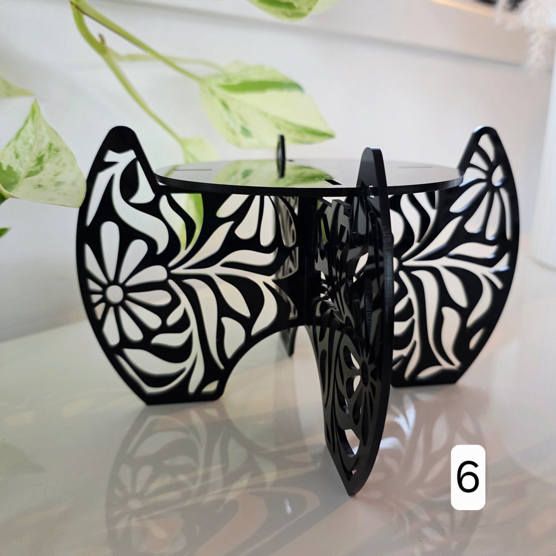 Plant Pot Stands Whimsic Black Gloss Acrylic Design 6 