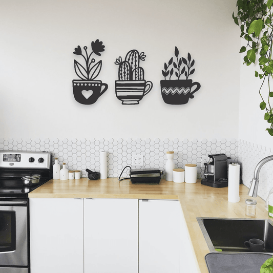 Plant Teacups Wall Art Set Whimsic 
