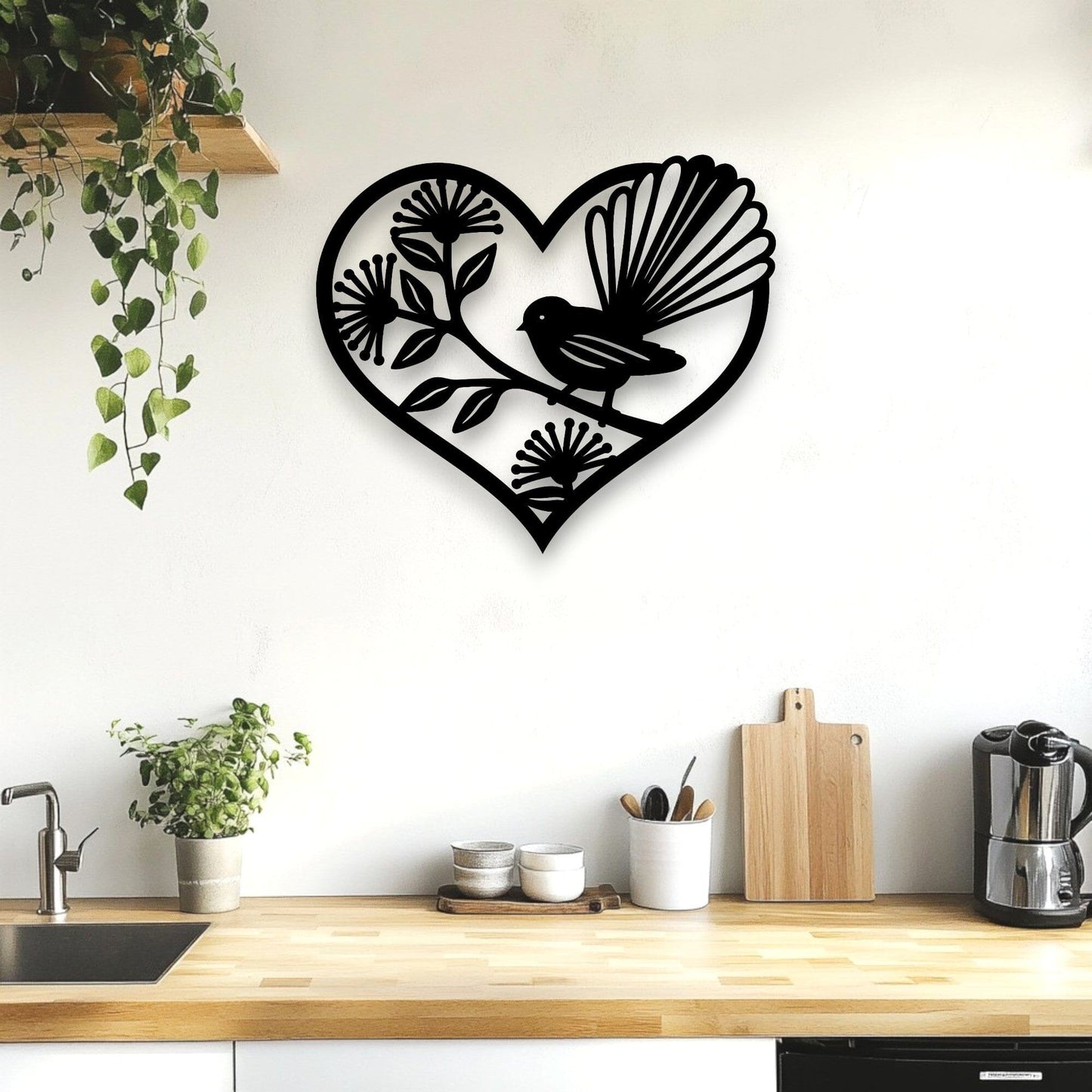 Pohutukawa Fantail Heart Decor Whimsic 