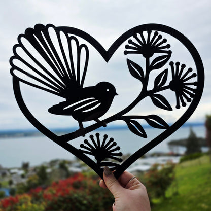 Pohutukawa Fantail Heart Decor Whimsic 