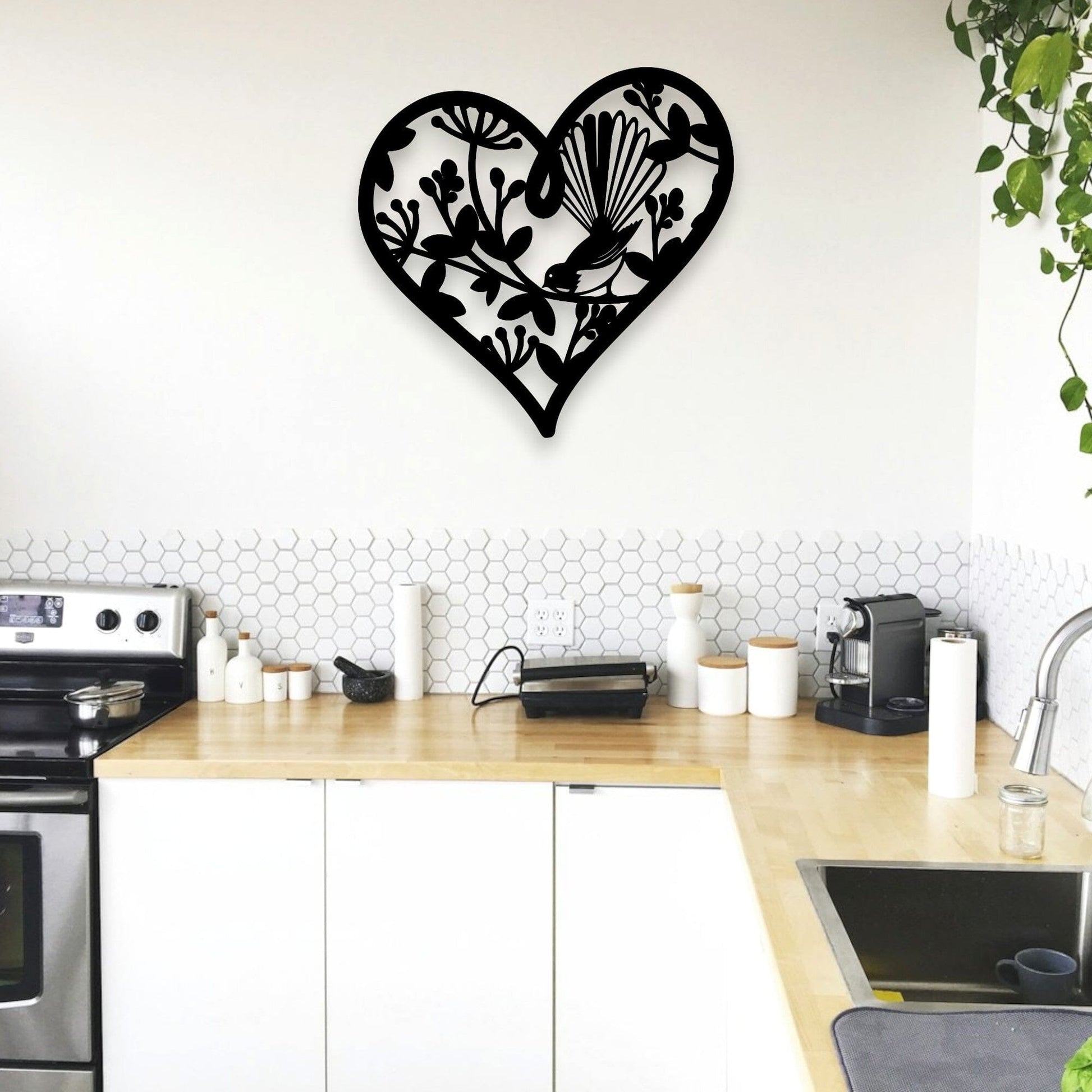 Pohutukawa Fantail Heart Wall Art Whimsic 
