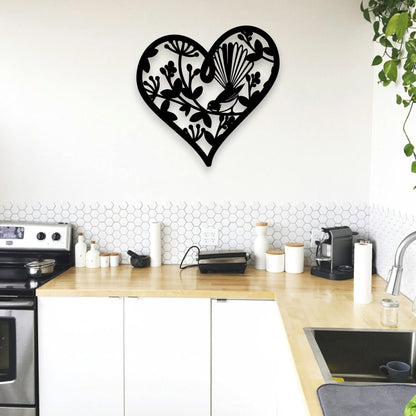 Pohutukawa Fantail Heart Wall Art Whimsic 