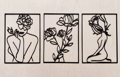 Flower Woman Wall Art Set