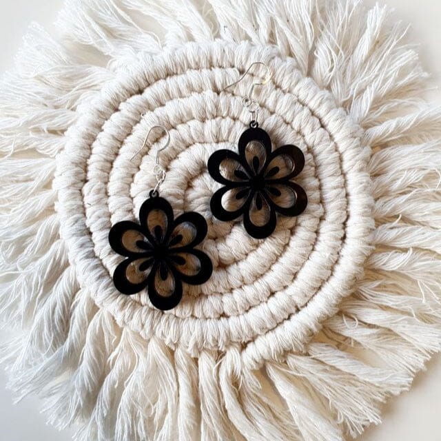 Retro Flower Earrings Earrings Whimsic Black 