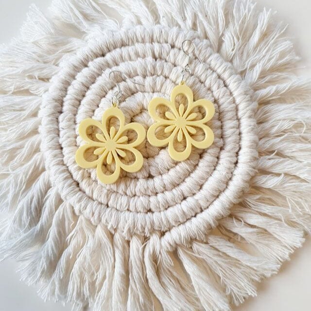 Retro Flower Earrings Earrings Whimsic Yellow 