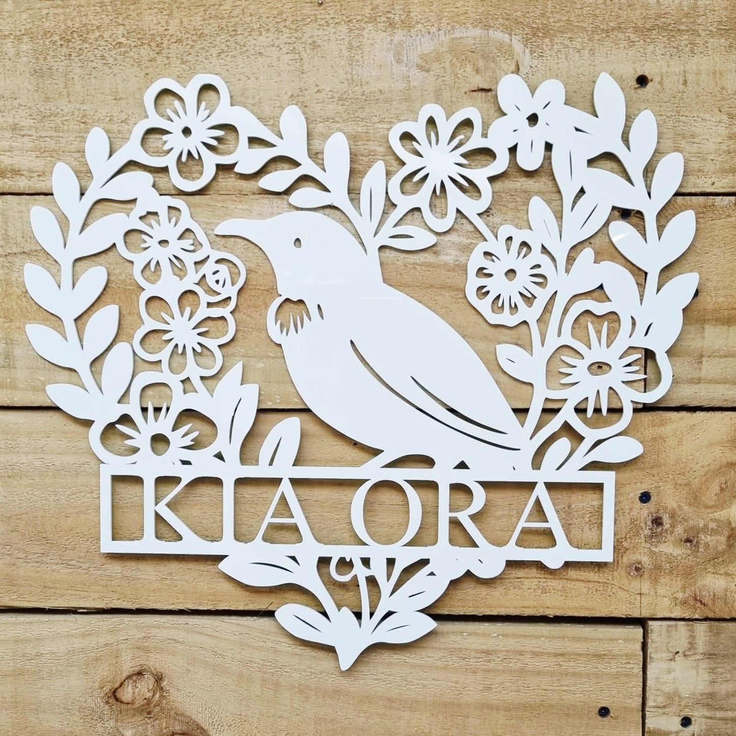 Personalised Floral Tūī Heart Wall Décor