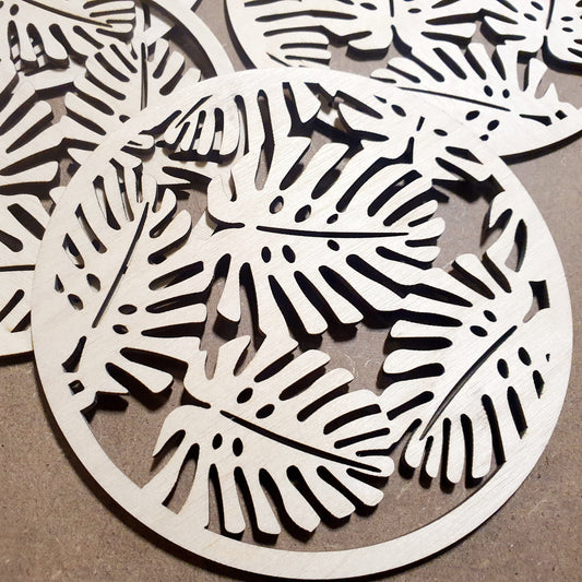 Round Monstera Leaf Coasters Whimsic 