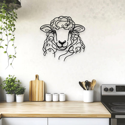 Line Art Sheep Head Décor