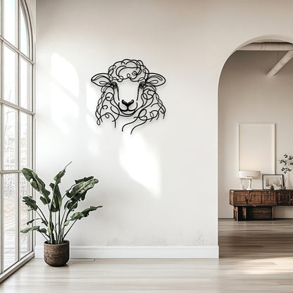 Line Art Sheep Head Décor