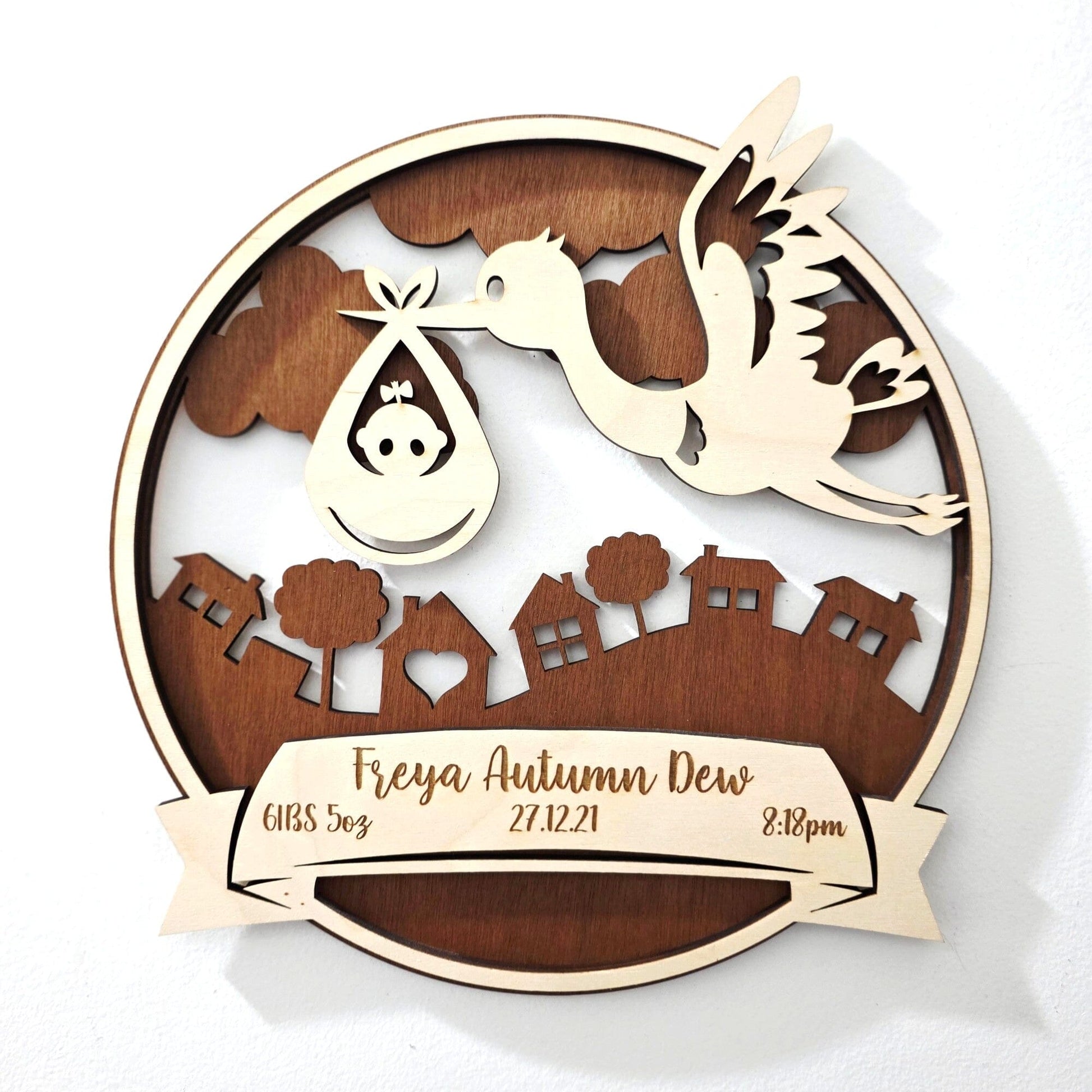 Stork Birth Plaque Whimsic 