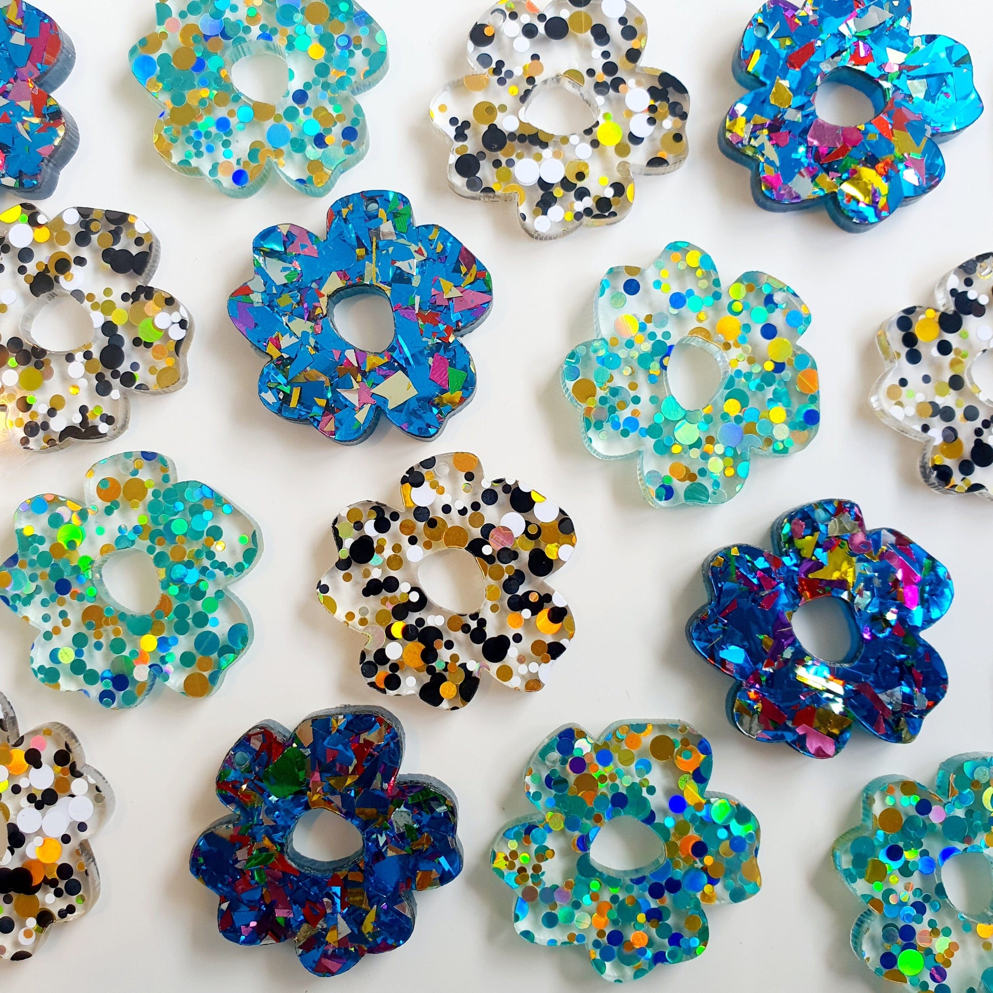 Summer Speckled Flower Earrings - Light Blue Earrings Whimsic 