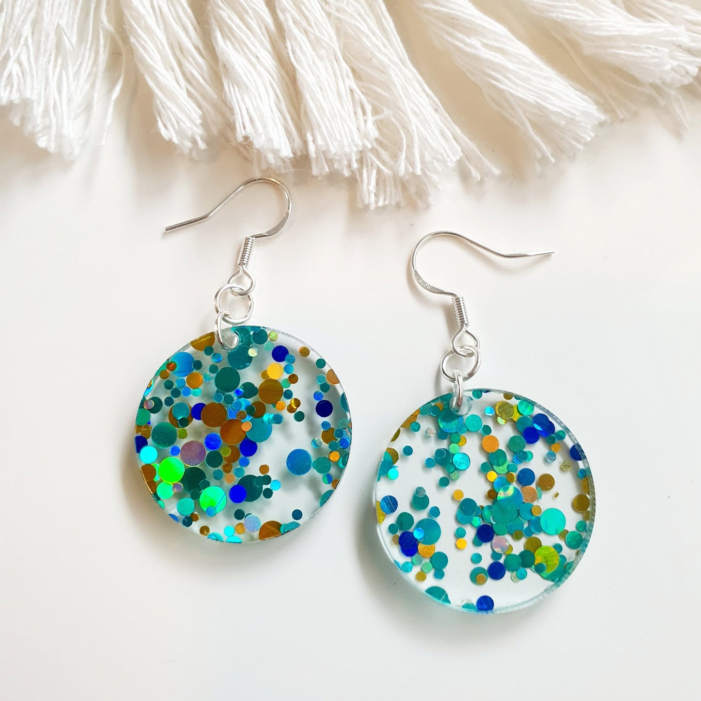 Summer Speckled Round Earrings - Light Blue Earrings Whimsic 