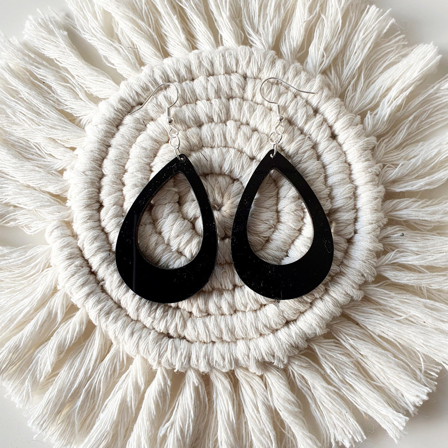 Teardrop Earrings Earrings Whimsic Black Gloss Acrylic 