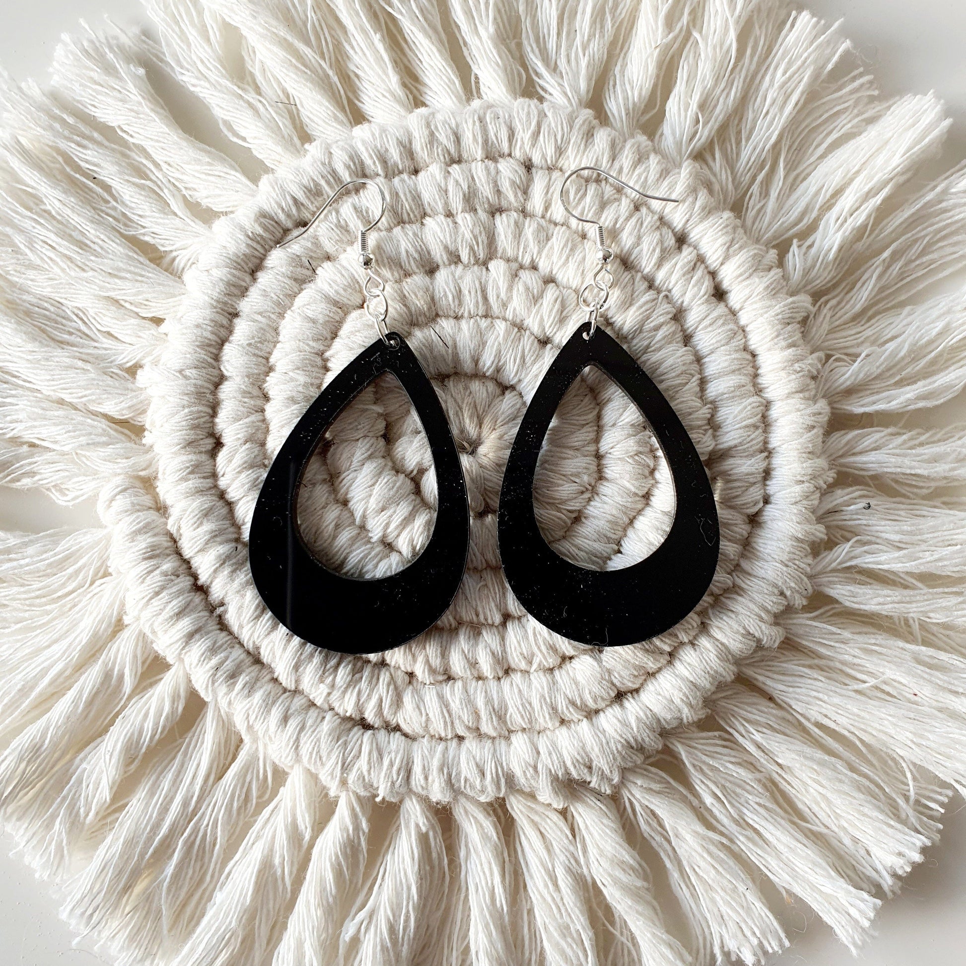 Teardrop Earrings Earrings Whimsic Black Gloss Acrylic 