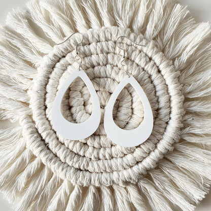 Teardrop Earrings Earrings Whimsic White Gloss Acrylic 