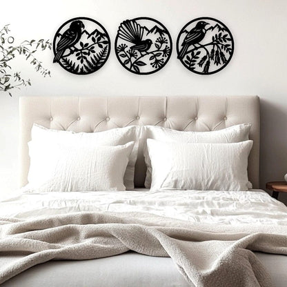 Three NZ Birds Wall Art Set Whimsic 