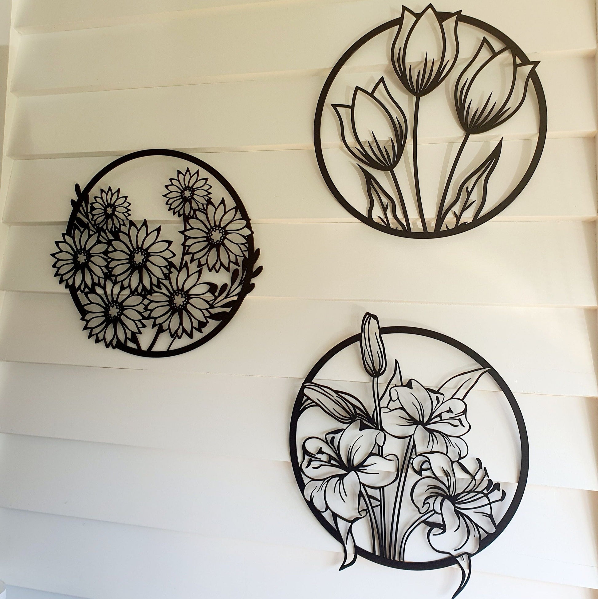 Three Piece Flower Wall Art Set Whimsic 