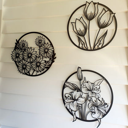 Three Piece Flower Wall Art Set Whimsic 
