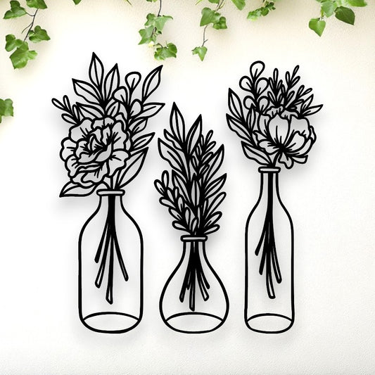 Three Piece Floral Vase Set