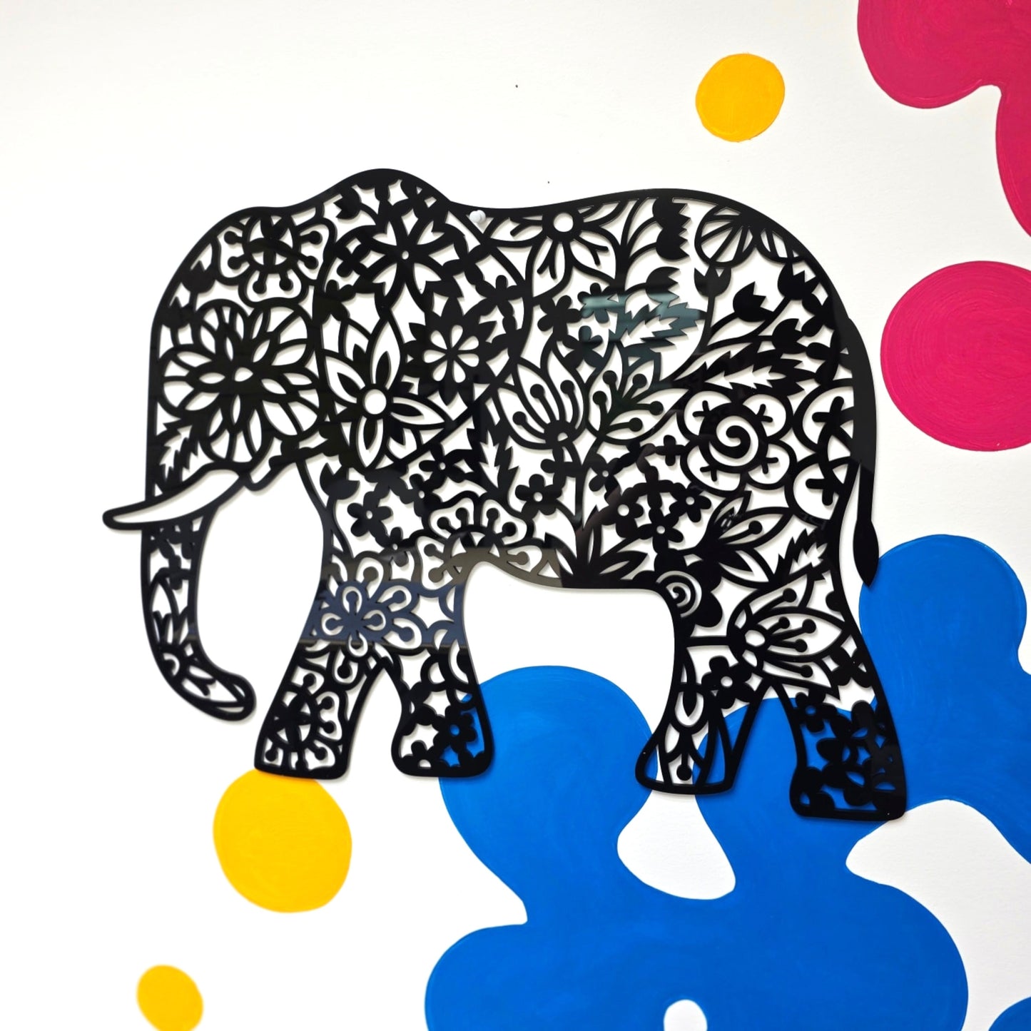 Floral Mandala Elephant Wall Décor