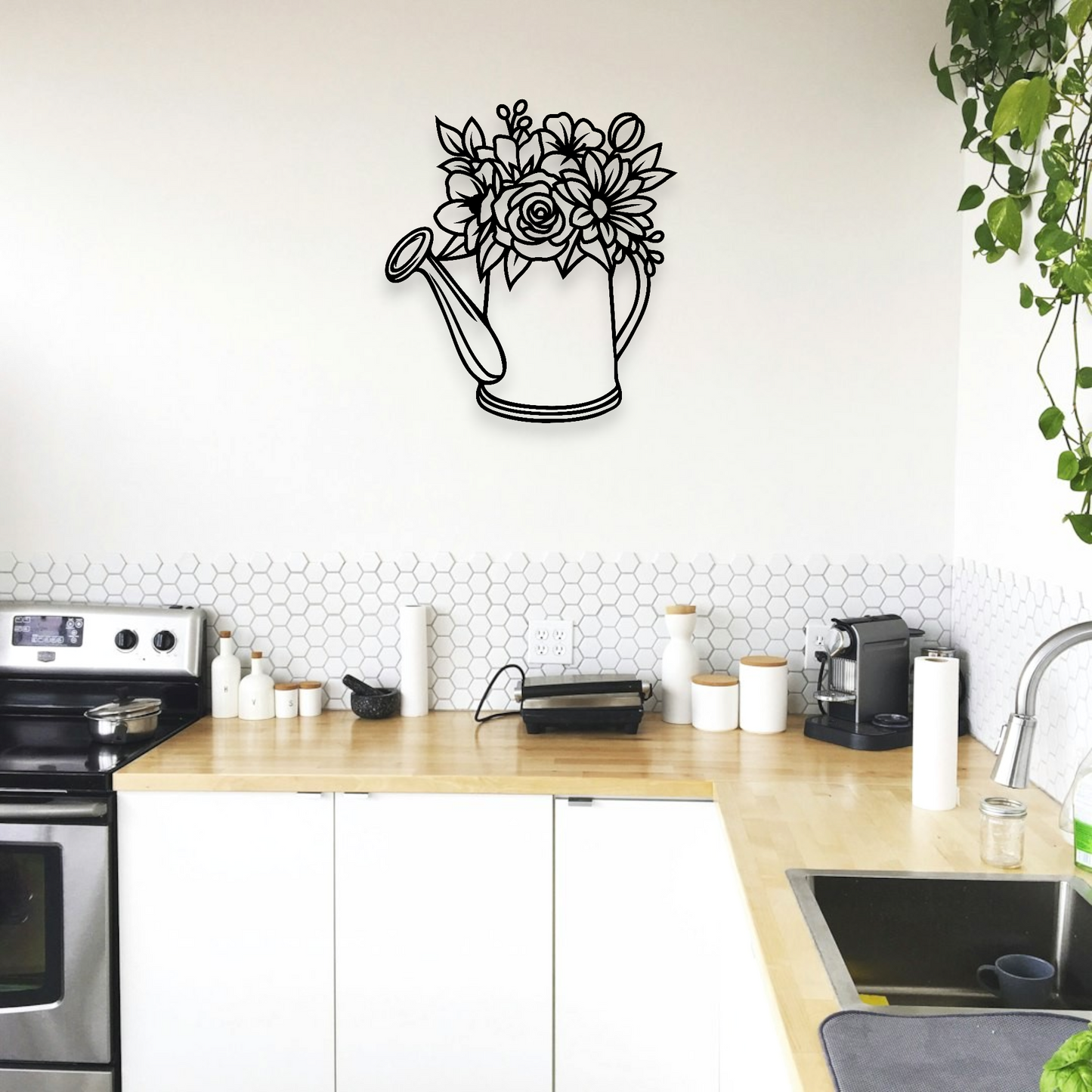 Floral Watering Can Wall Art