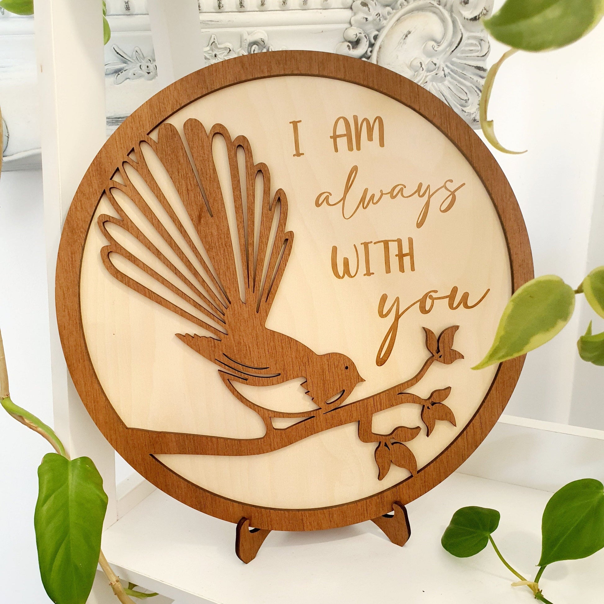 Wooden Fantail Memorial Plaque Whimsic 