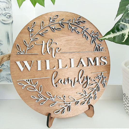 Wreath Family Name Round Whimsic 