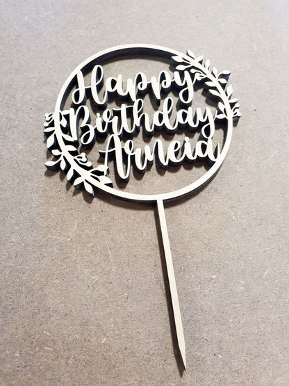 Happy Birthday Wreath Cake Topper