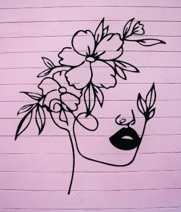 Floral Woman Silhouette Wall Art