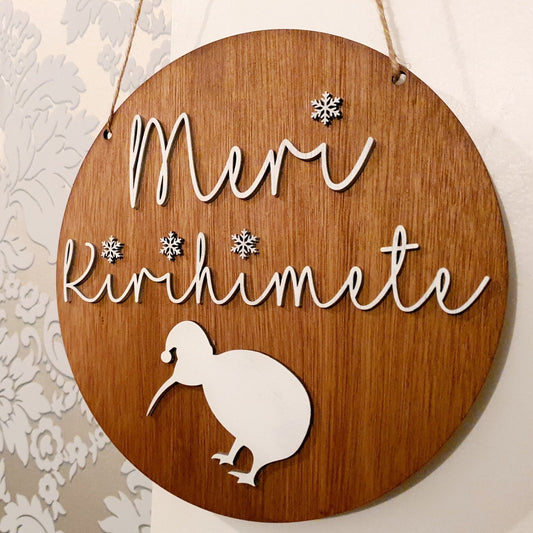Festive Meri Kirihimete Decor Whimsic With String & Holes (To Hang) Meri Kirihimete 