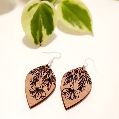 Floral Wooden Earrings Whimsic 