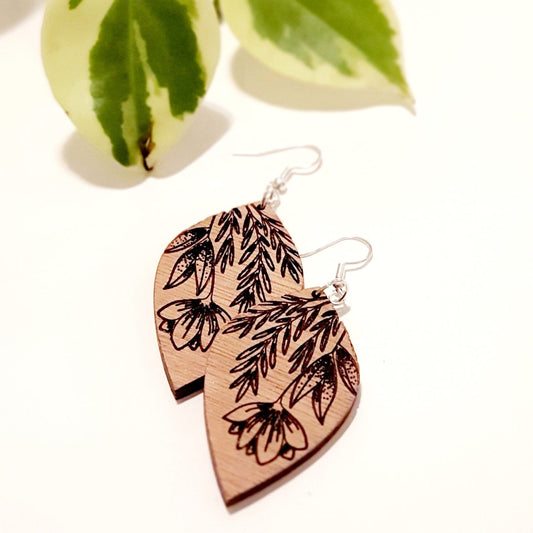 Floral Wooden Earrings Whimsic 