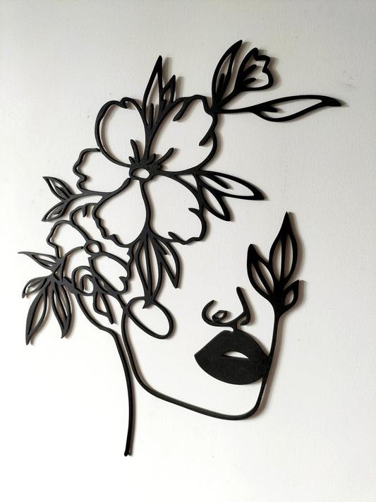 Floral Woman Silhouette Wall Art