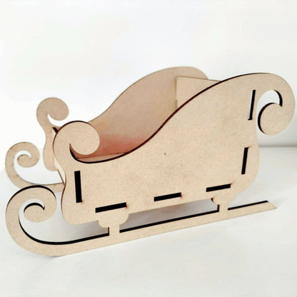 Wooden Christmas Gift Sleigh Present Holder Whimsic 