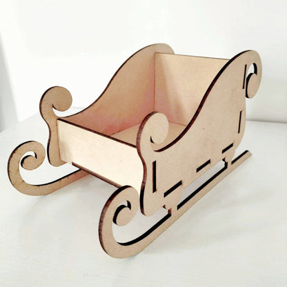Wooden Christmas Gift Sleigh Present Holder Whimsic 